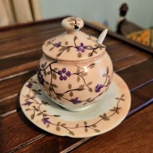 Vintage Handpainted Porcelain Sugar Dish